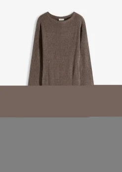 bonprix bonprix Vestidos|Ropa De Punto>Vestido de punto con abertura marrón arcilla