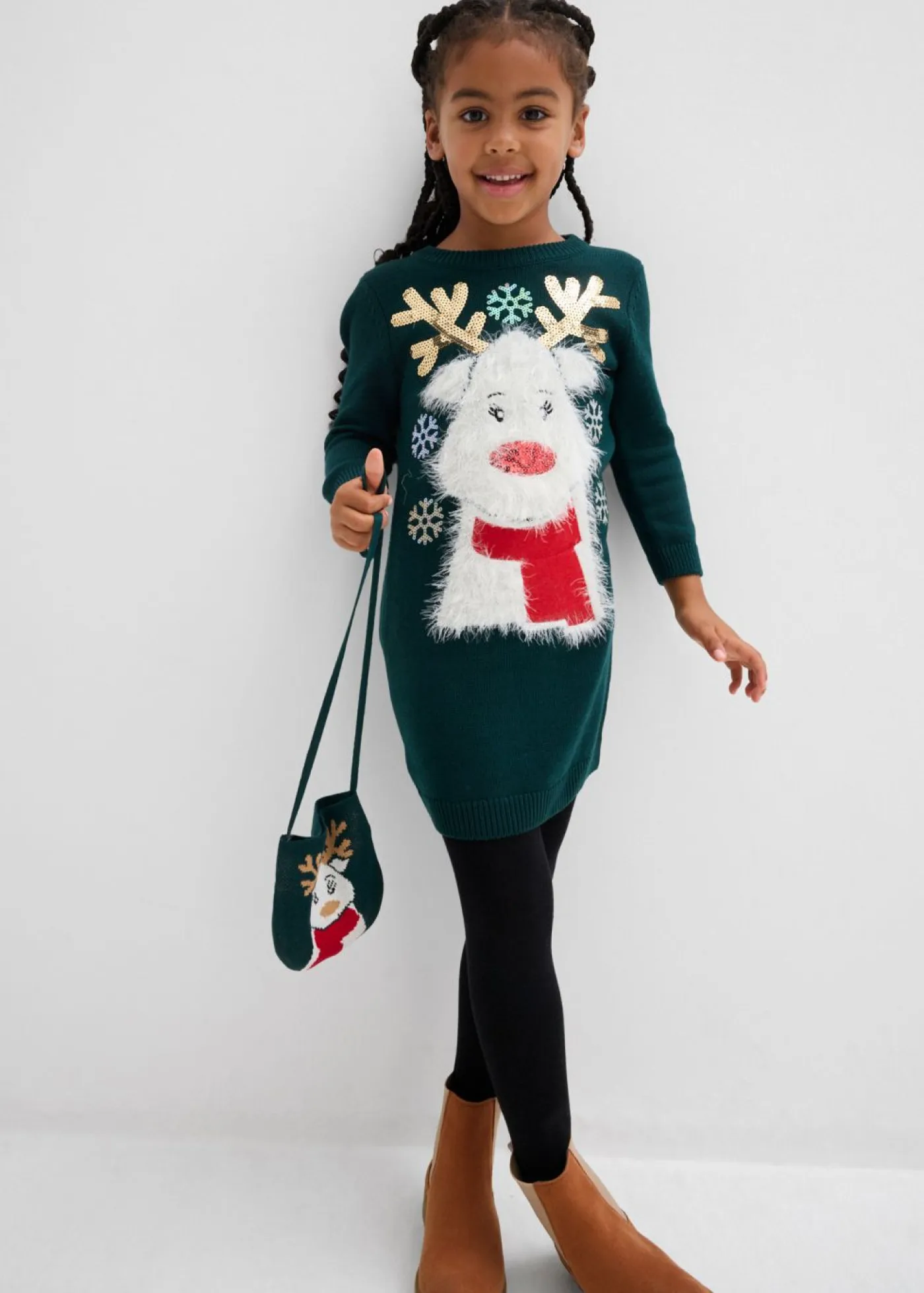 bonprix bonprix Ropa 2 A 9 Años·Vestidos Y Faldas>Vestido de punto con bolsillo (2 piezas) Verde intenso