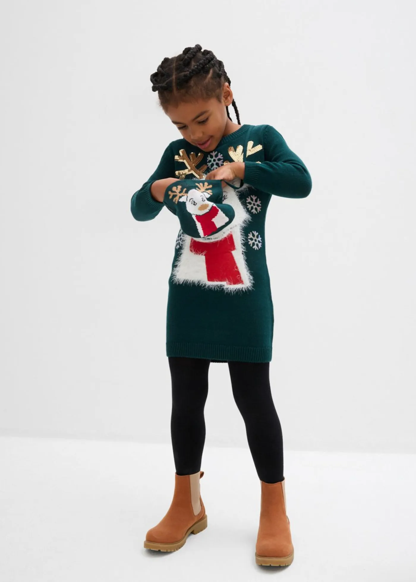 bonprix bonprix Ropa 2 A 9 Años·Vestidos Y Faldas>Vestido de punto con bolsillo (2 piezas) Verde intenso