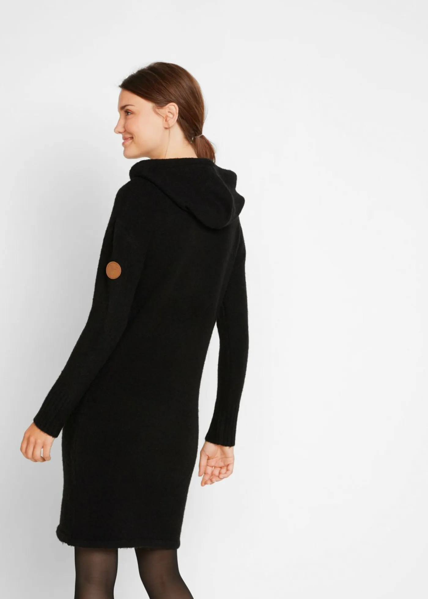 bonprix bonprix Vestidos|Ropa De Punto>Vestido de punto con capucha Negro