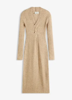 bonprix bonprix Vestidos|Ropa De Punto>Vestido de punto con contenido de lana Gris guijarro jaspeado