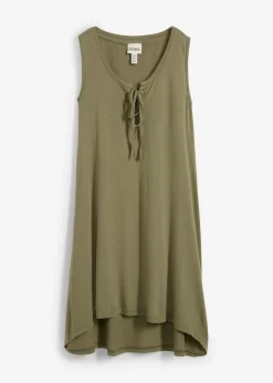 bonprix bonprix Vestidos>Vestido de punto con cordón Verde oliva