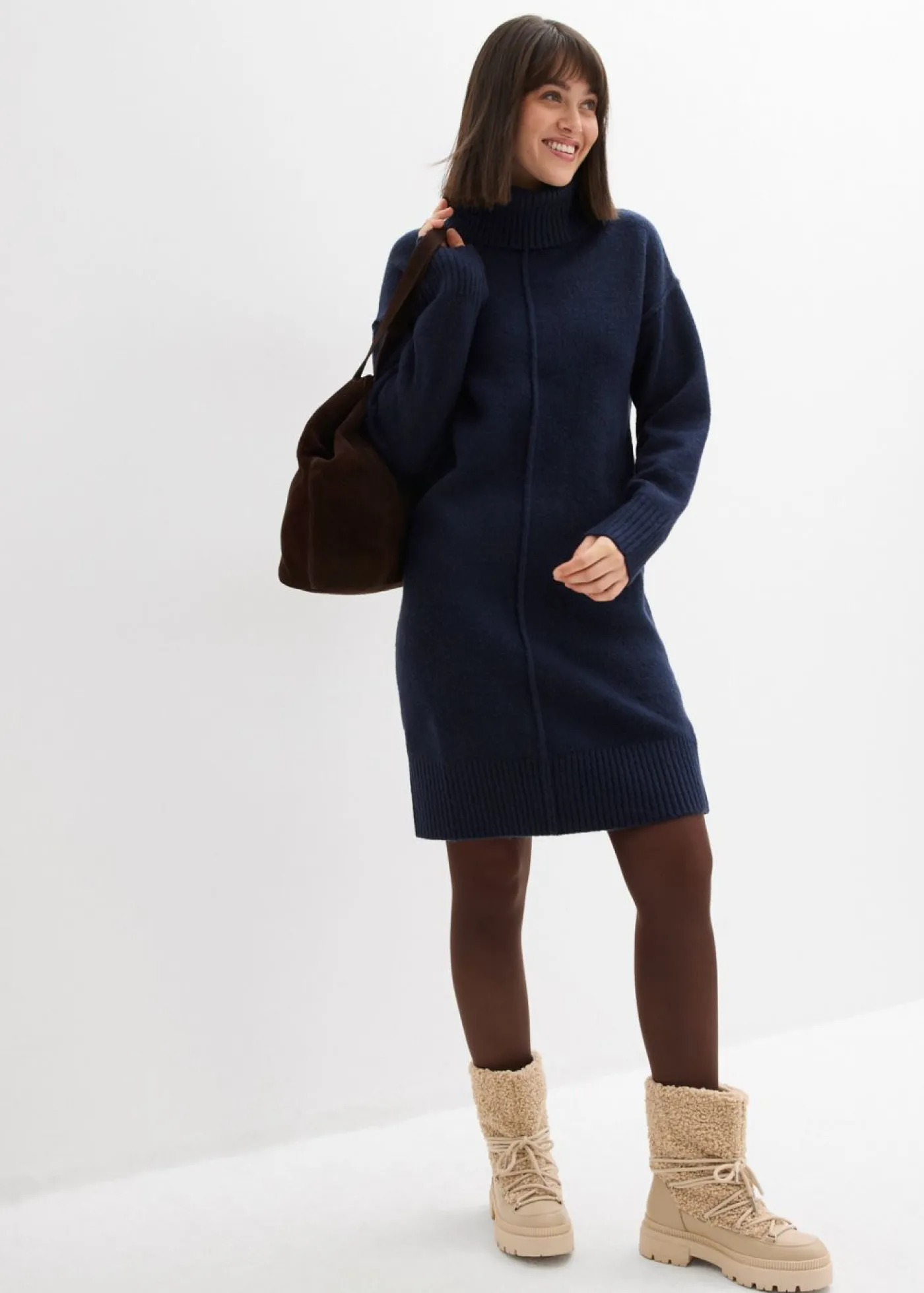 Mujer bonprix bonprix Vestido de punto con costura decorativa