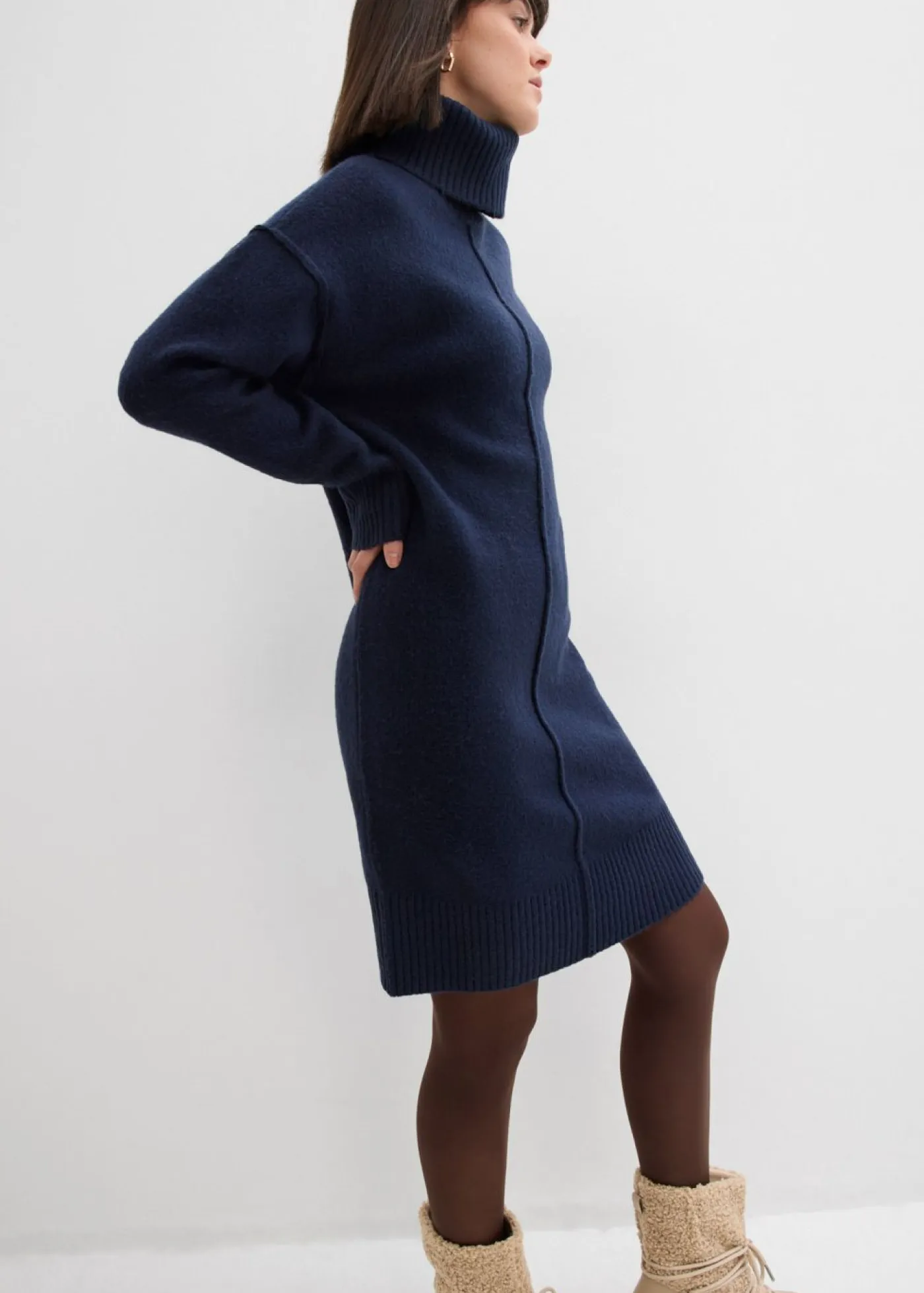 Mujer bonprix bonprix Vestido de punto con costura decorativa