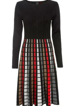 bonprix bonprix Vestidos|Ropa De Punto>Vestido de punto con cuadros Negro-rojo-marrón-blanco lana de cuadros