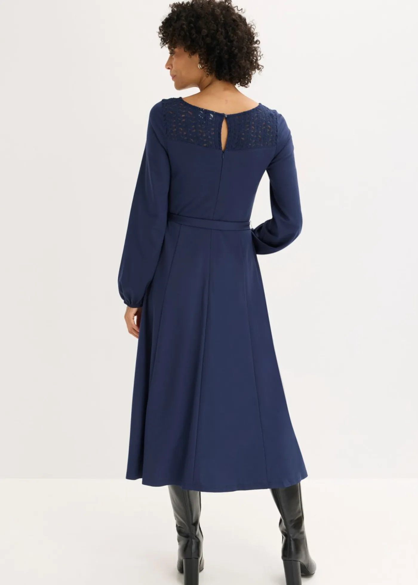 bonprix bonprix Vestidos>Vestido de punto con encaje Azul marino