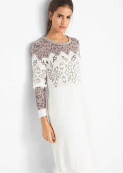 Mujer bonprix bonprix Vestido de punto con estampado invernal