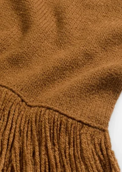 bonprix bonprix Vestidos|Ropa De Punto>Vestido de punto con flecos en el dobladillo Marrón coñac