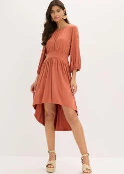 bonprix bonprix Vestidos>Vestido de punto con fruncidos Coñac