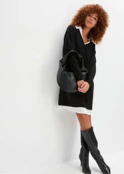 Mujer bonprix bonprix Vestido de punto con inserto de blusa