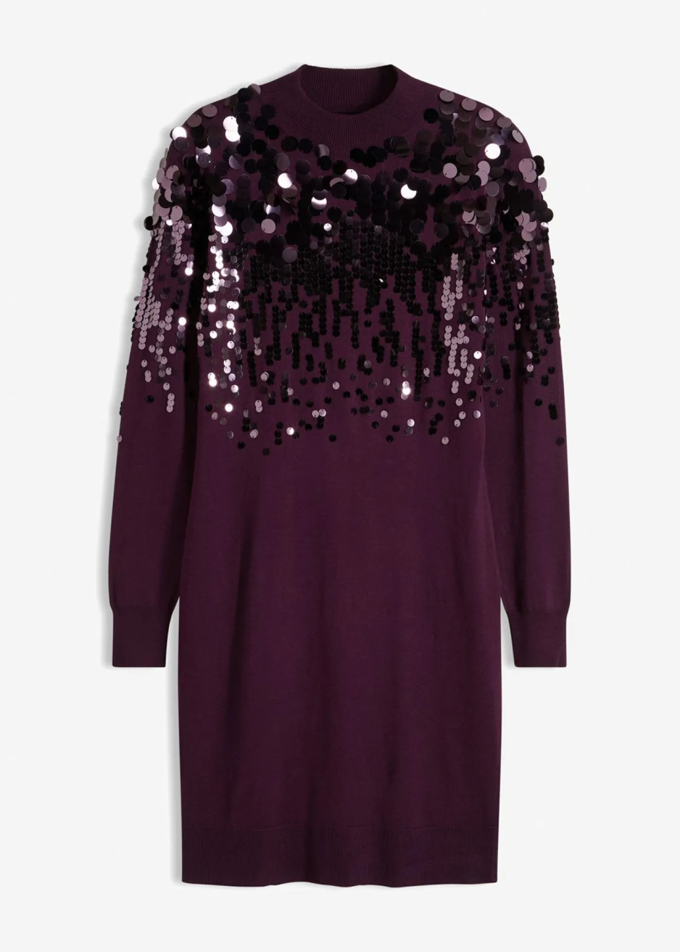 bonprix bonprix Vestidos|Ropa De Punto>Vestido de punto con lentejuelas morado intenso