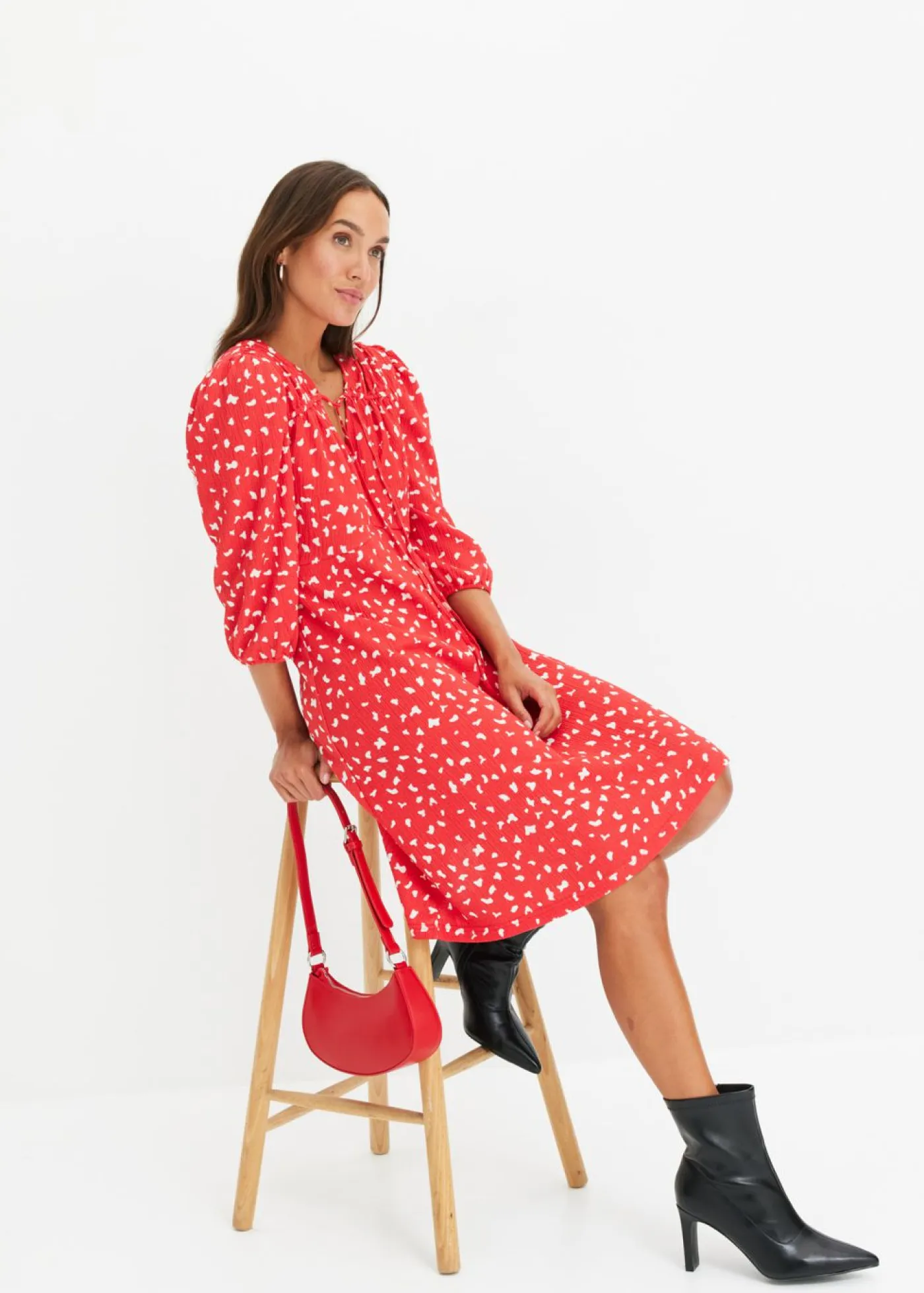 bonprix bonprix Vestidos>Vestido de punto con línea en A fresa