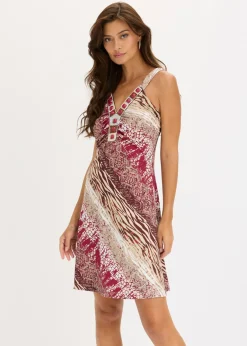 bonprix bonprix Vestidos|Novedades>Vestido de punto con línea en A Rojo sangría