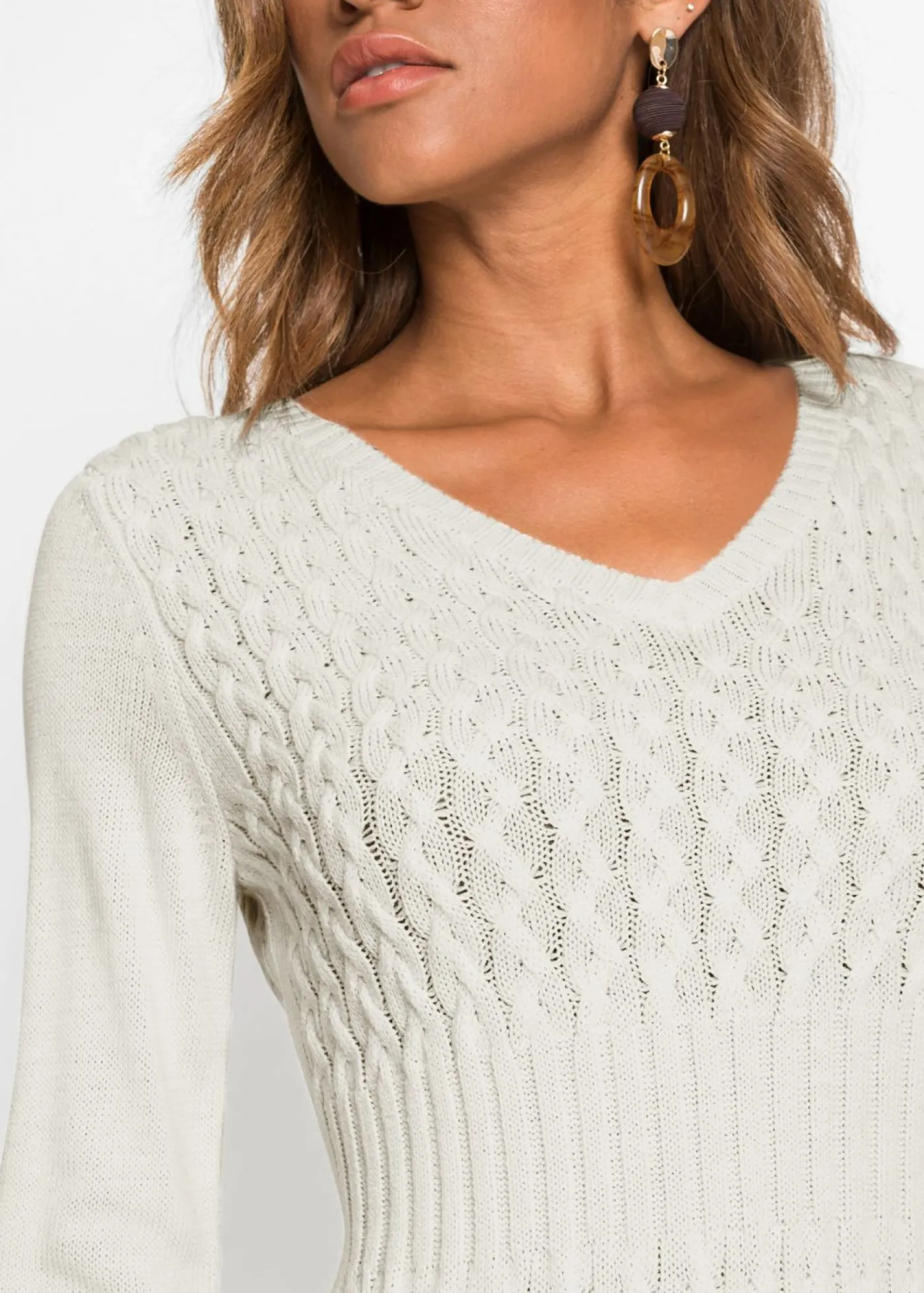 Mujer bonprix bonprix Vestido de punto con patrón trenzado