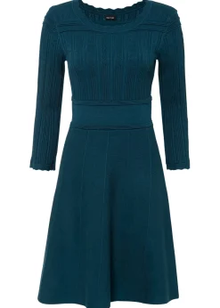 bonprix bonprix Vestidos|Ropa De Punto>Vestido de punto con patrón ajour Petróleo azul