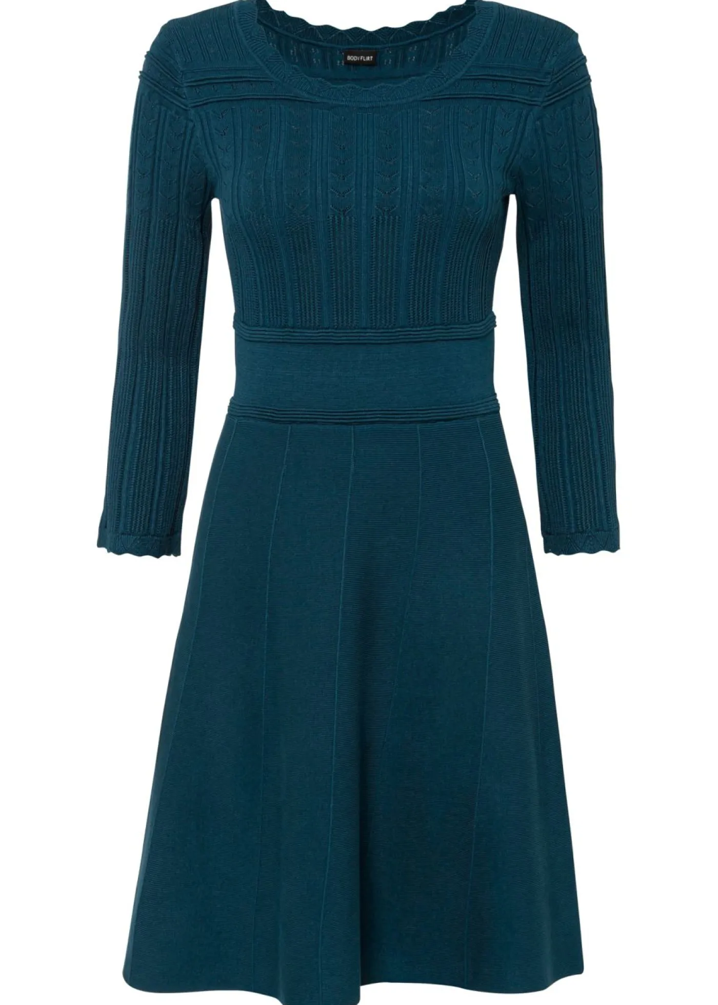 bonprix bonprix Vestidos|Ropa De Punto>Vestido de punto con patrón ajour Petróleo azul