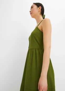 Mujer bonprix bonprix Vestido de punto con volantes y botones decorativos