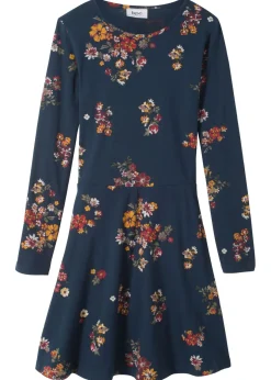 bonprix bonprix Ropa 9 A 16 Años·Vestidos Y Monos>Vestido de punto de algodón orgánico puro azul marino con flores
