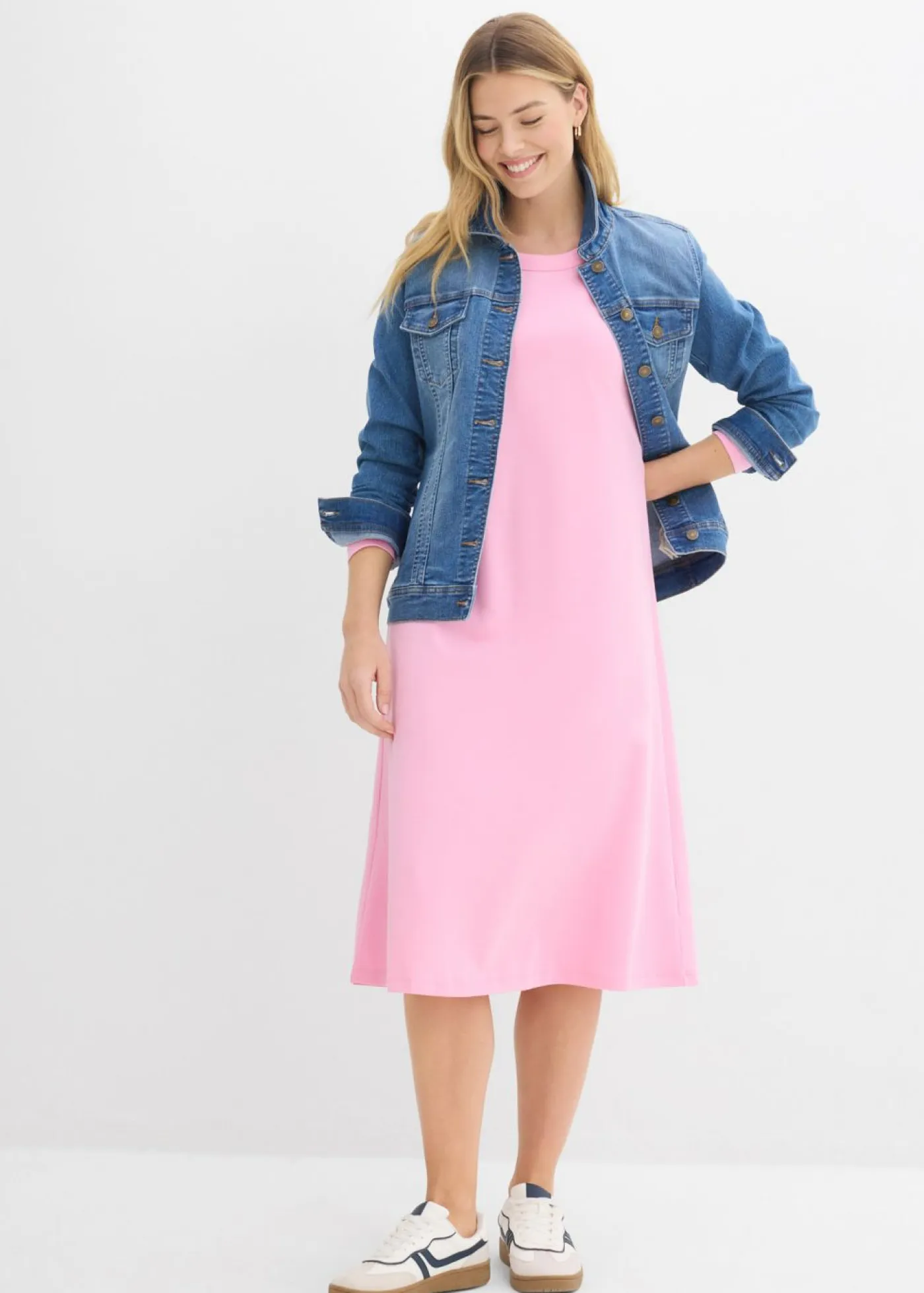 bonprix bonprix Básicos|Vestidos>Vestido de punto de algodón orgánico puro pesado Rosa