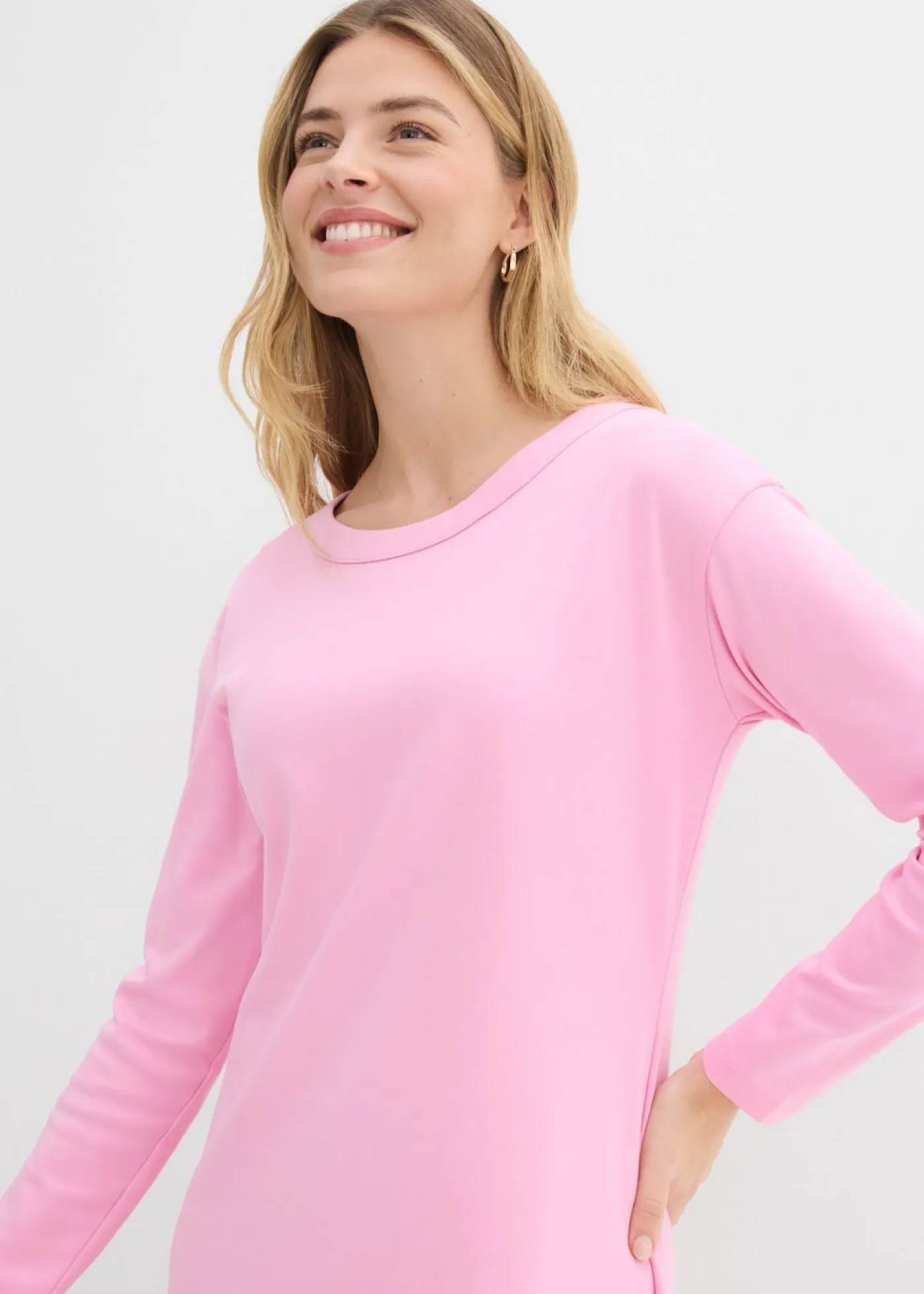 bonprix bonprix Básicos|Vestidos>Vestido de punto de algodón orgánico puro pesado Rosa