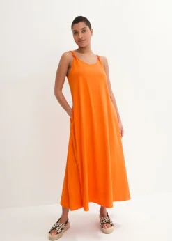 bonprix bonprix Vestidos>Vestido de punto de algodón puro Naranja cálido