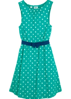 bonprix bonprix Ropa 9 A 16 Años·Vestidos Y Monos>Vestido de punto de algodón orgánico puro esmeralda topos