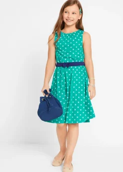 bonprix bonprix Ropa 9 A 16 Años·Vestidos Y Monos>Vestido de punto de algodón orgánico puro esmeralda topos