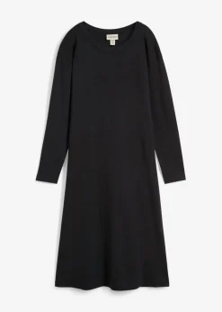 bonprix bonprix Básicos|Vestidos>Vestido de punto de algodón orgánico puro pesado Negro