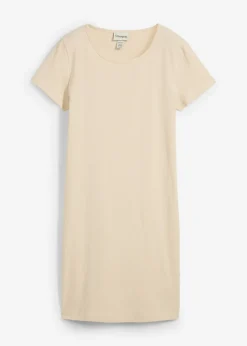 bonprix bonprix Básicos|Vestidos>Vestido de punto de algodón orgánico elástico Arena claro