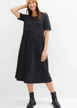 bonprix bonprix Vestidos|Novedades>Vestido de punto de algodón puro Negro