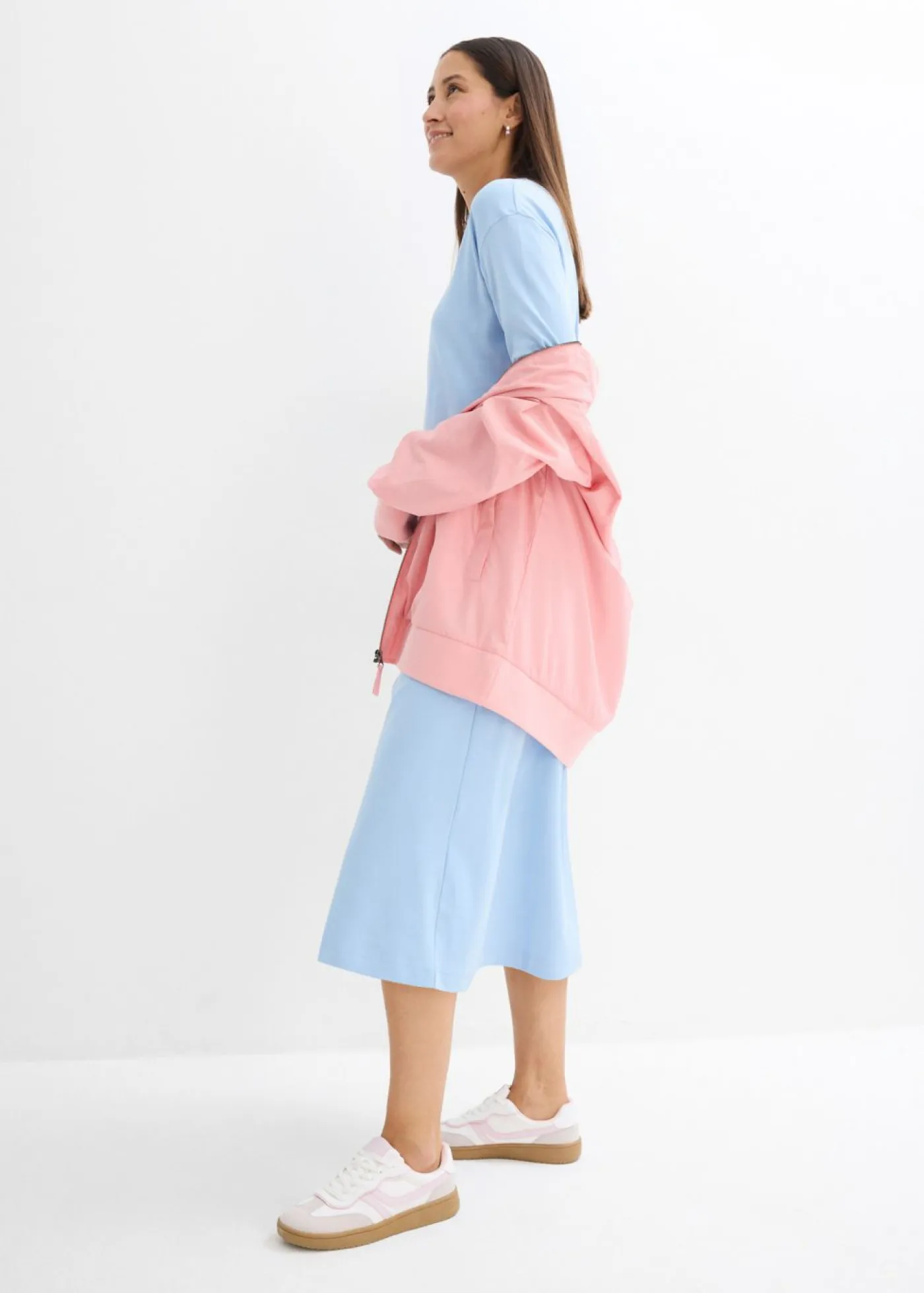 bonprix bonprix Básicos|Vestidos>Vestido de punto de algodón orgánico puro pesado Azul claro