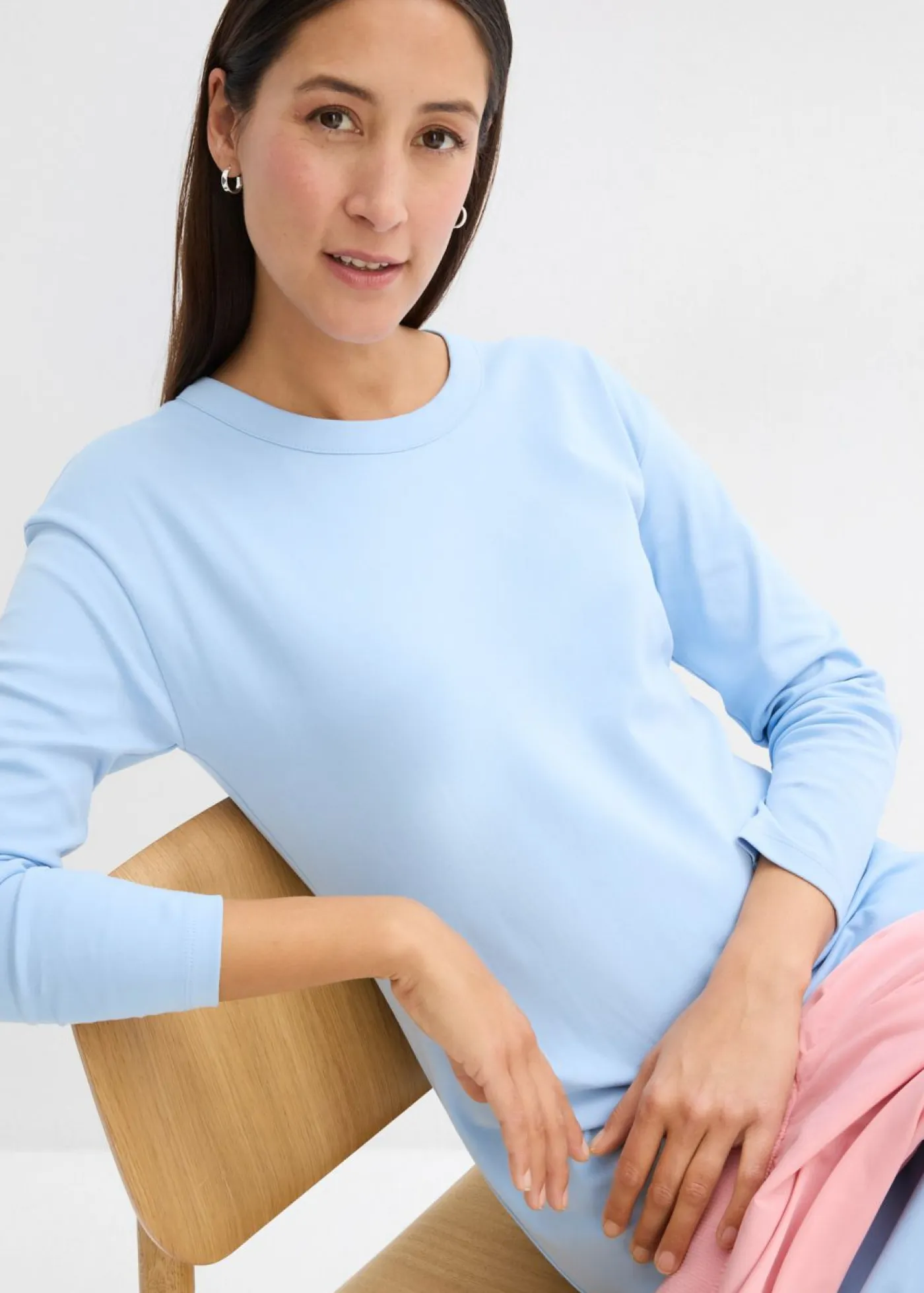 bonprix bonprix Básicos|Vestidos>Vestido de punto de algodón orgánico puro pesado Azul claro