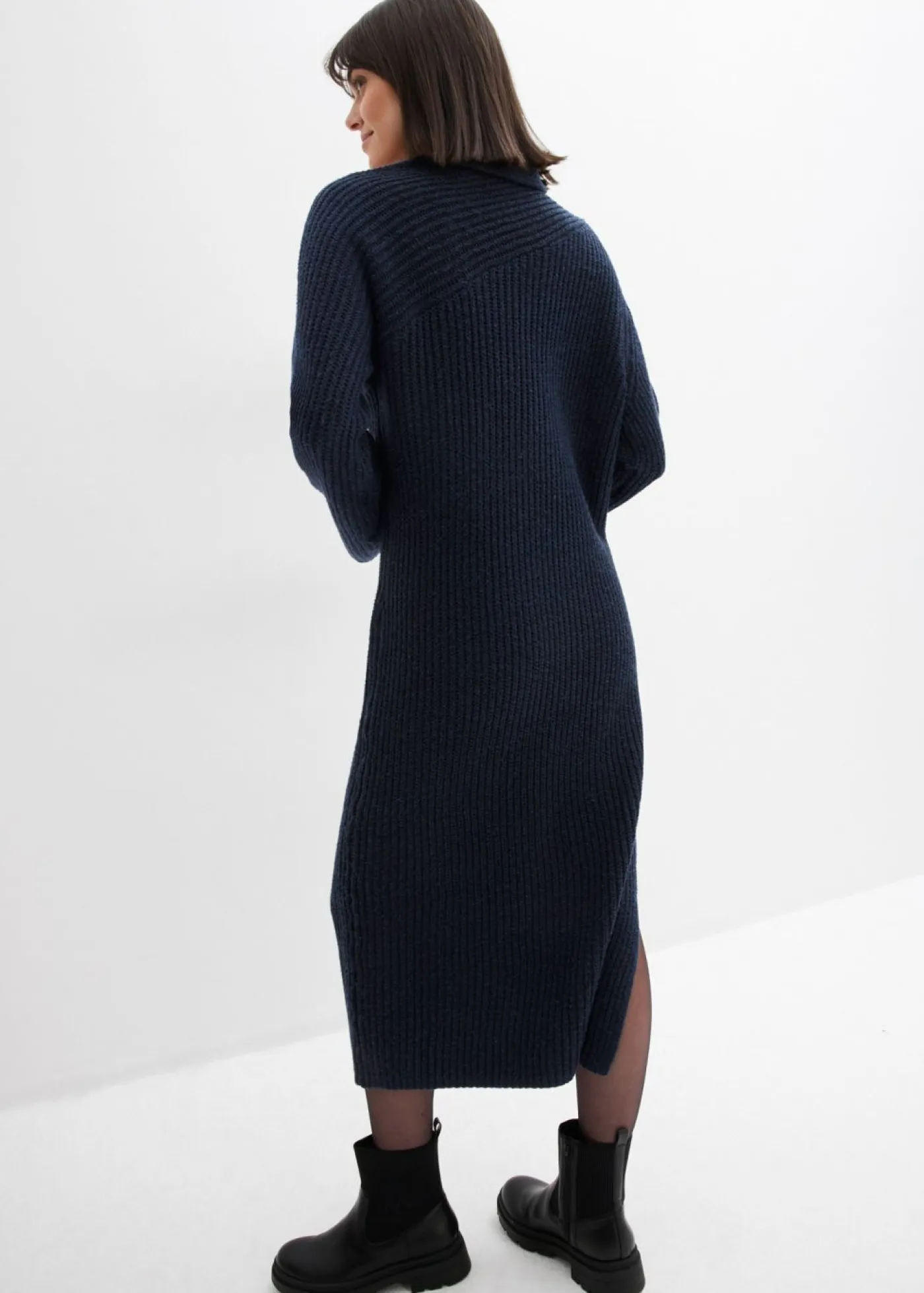 bonprix bonprix Vestidos|Ropa De Punto>Vestido de punto de canalé Azul marino