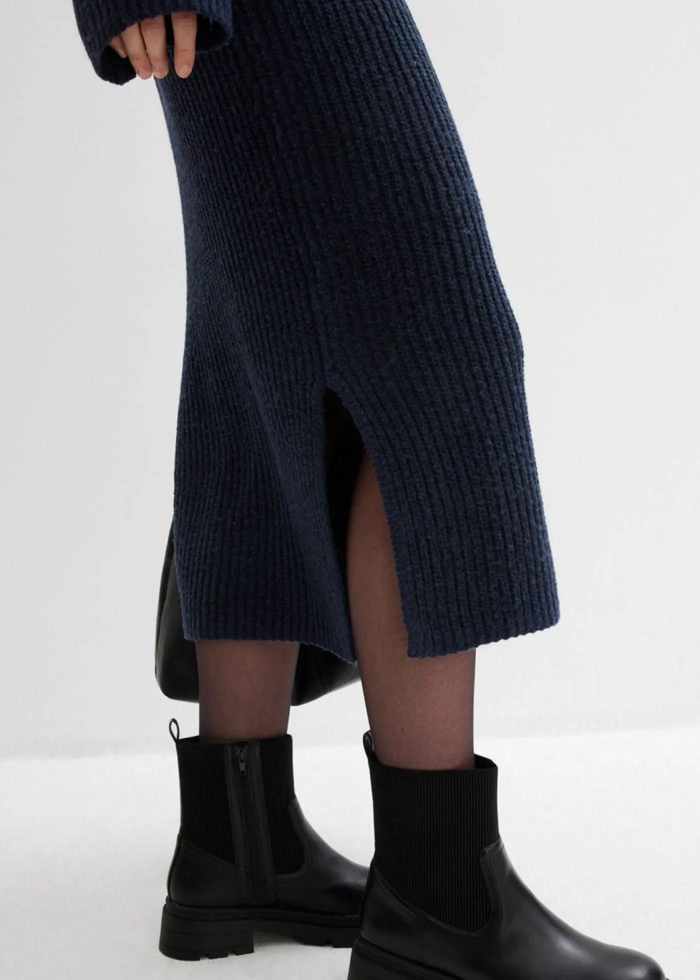 bonprix bonprix Vestidos|Ropa De Punto>Vestido de punto de canalé Azul marino