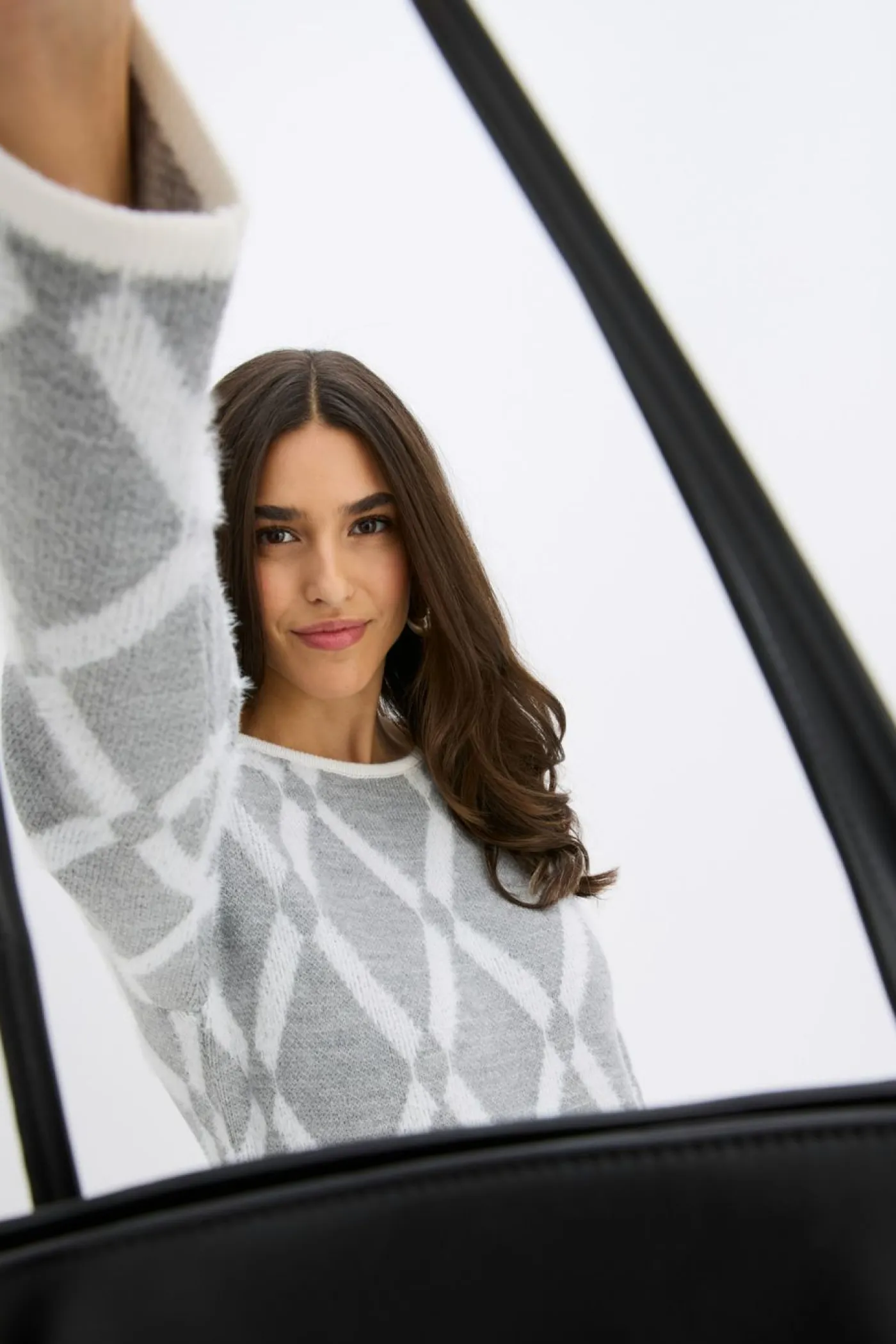 Mujer bonprix bonprix Vestido de punto de hilo metálico con estampado de rombos