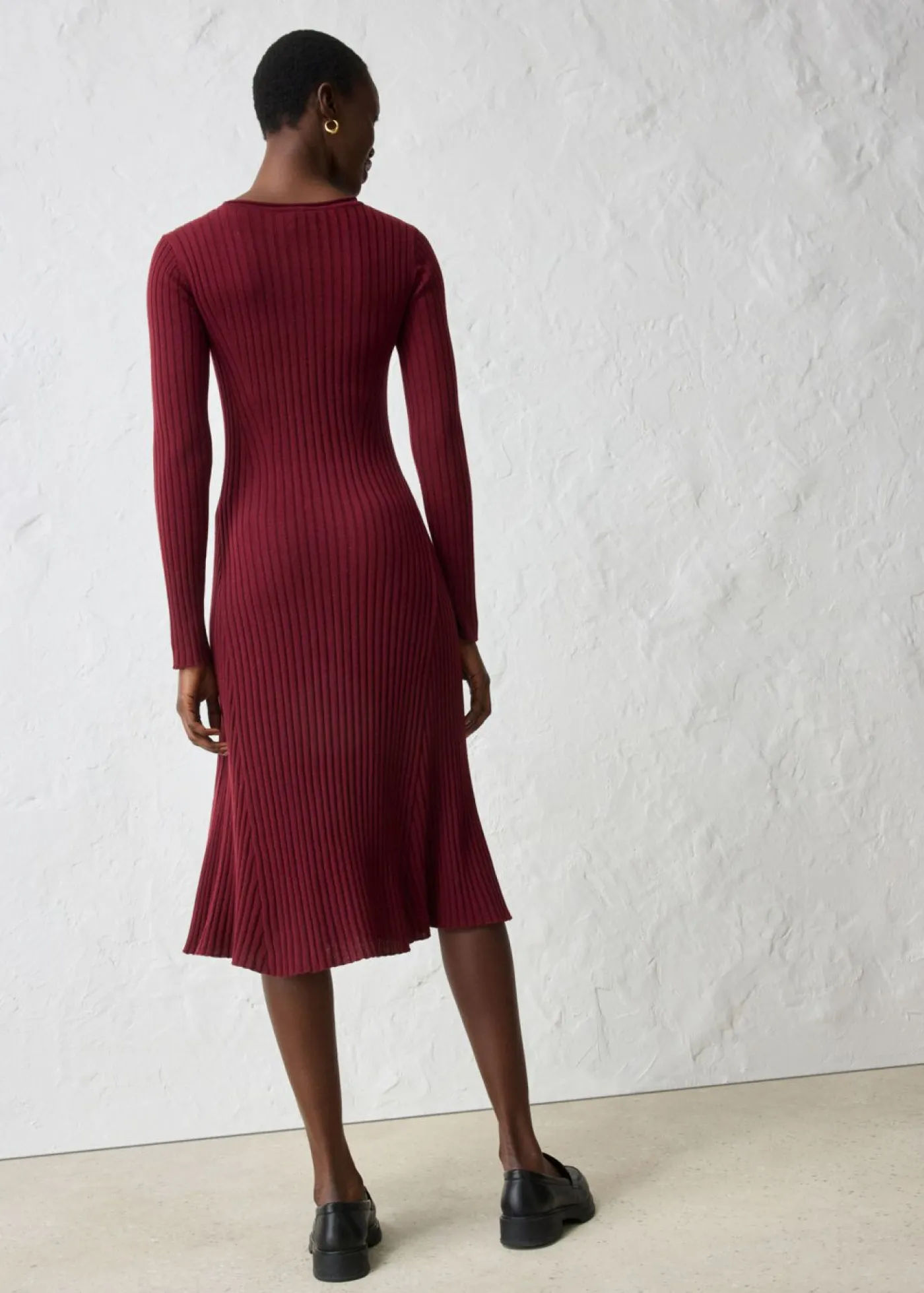 bonprix bonprix Premium|Vestidos>Vestido de punto de lana merina rojo avellana