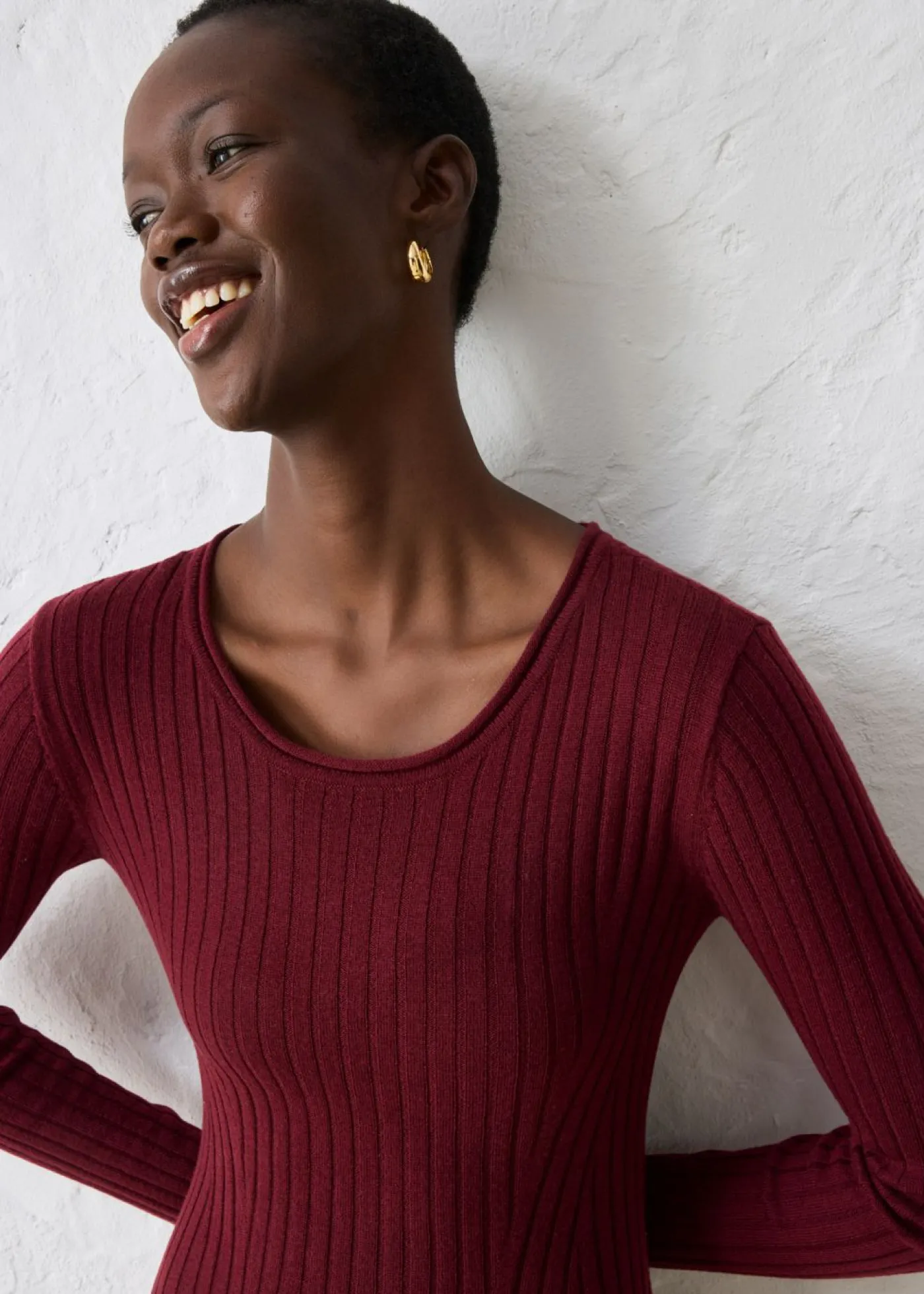 bonprix bonprix Premium|Vestidos>Vestido de punto de lana merina rojo avellana