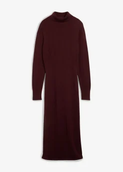 bonprix bonprix Premium|Vestidos>Vestido de punto de lana merina rojo burdeos