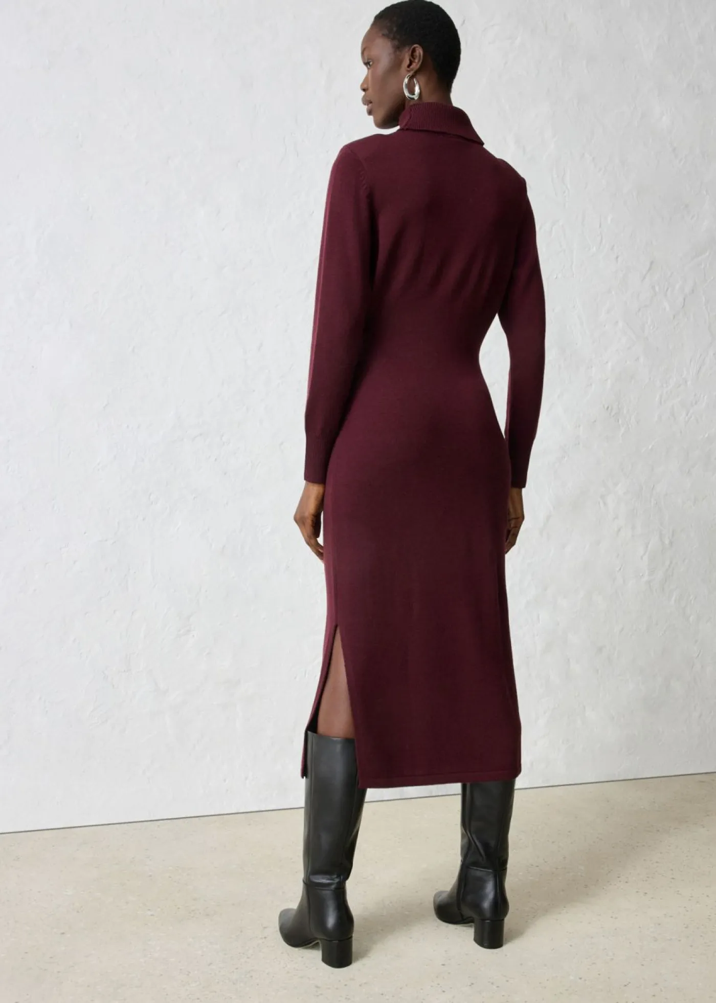 bonprix bonprix Premium|Vestidos>Vestido de punto de lana merina rojo burdeos