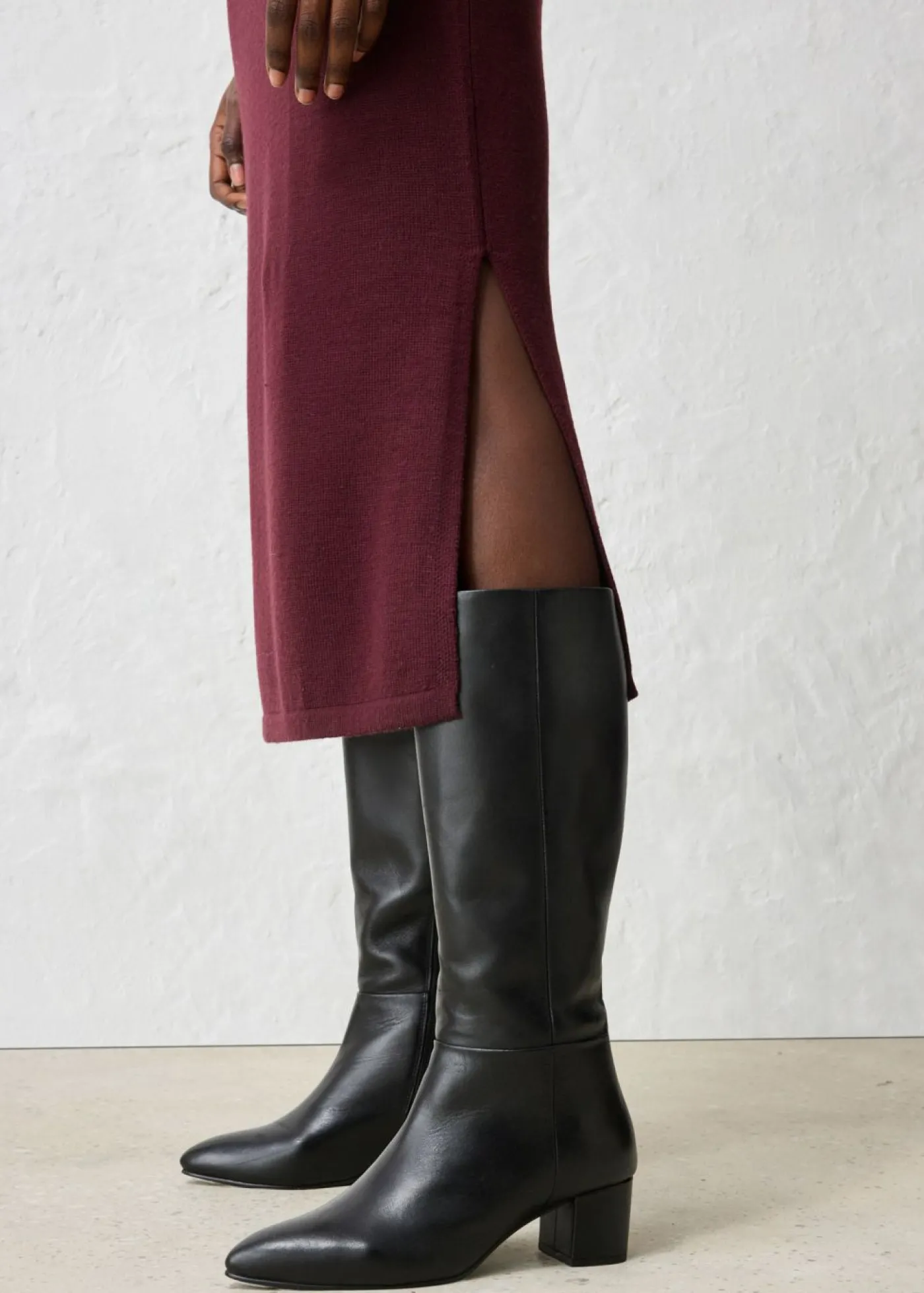 bonprix bonprix Premium|Vestidos>Vestido de punto de lana merina rojo burdeos