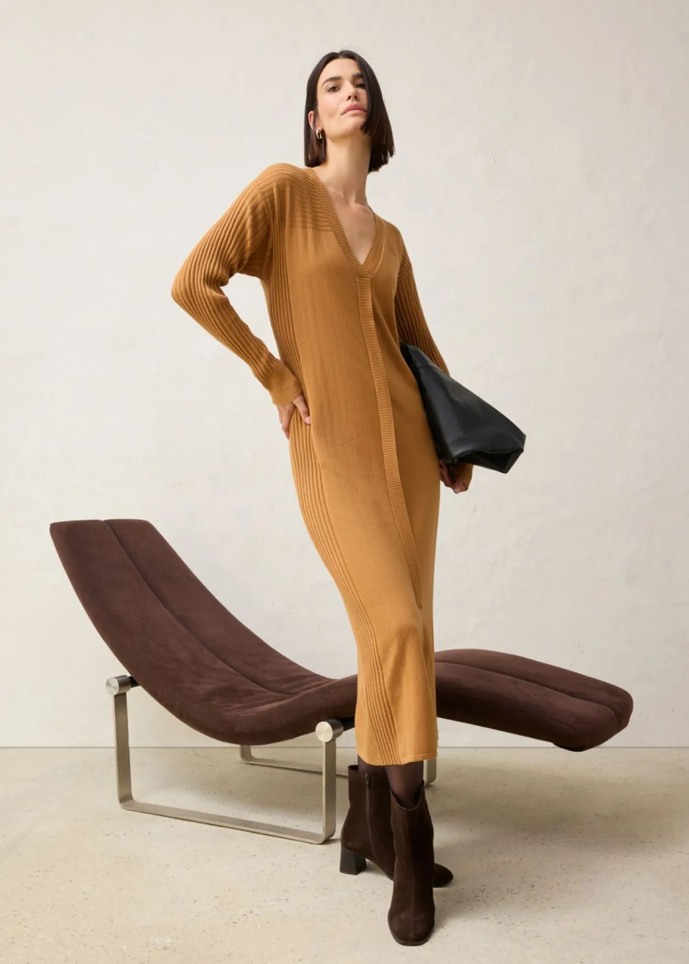 bonprix bonprix Vestidos|Ropa De Punto>Vestido de punto de lana merina Avellana