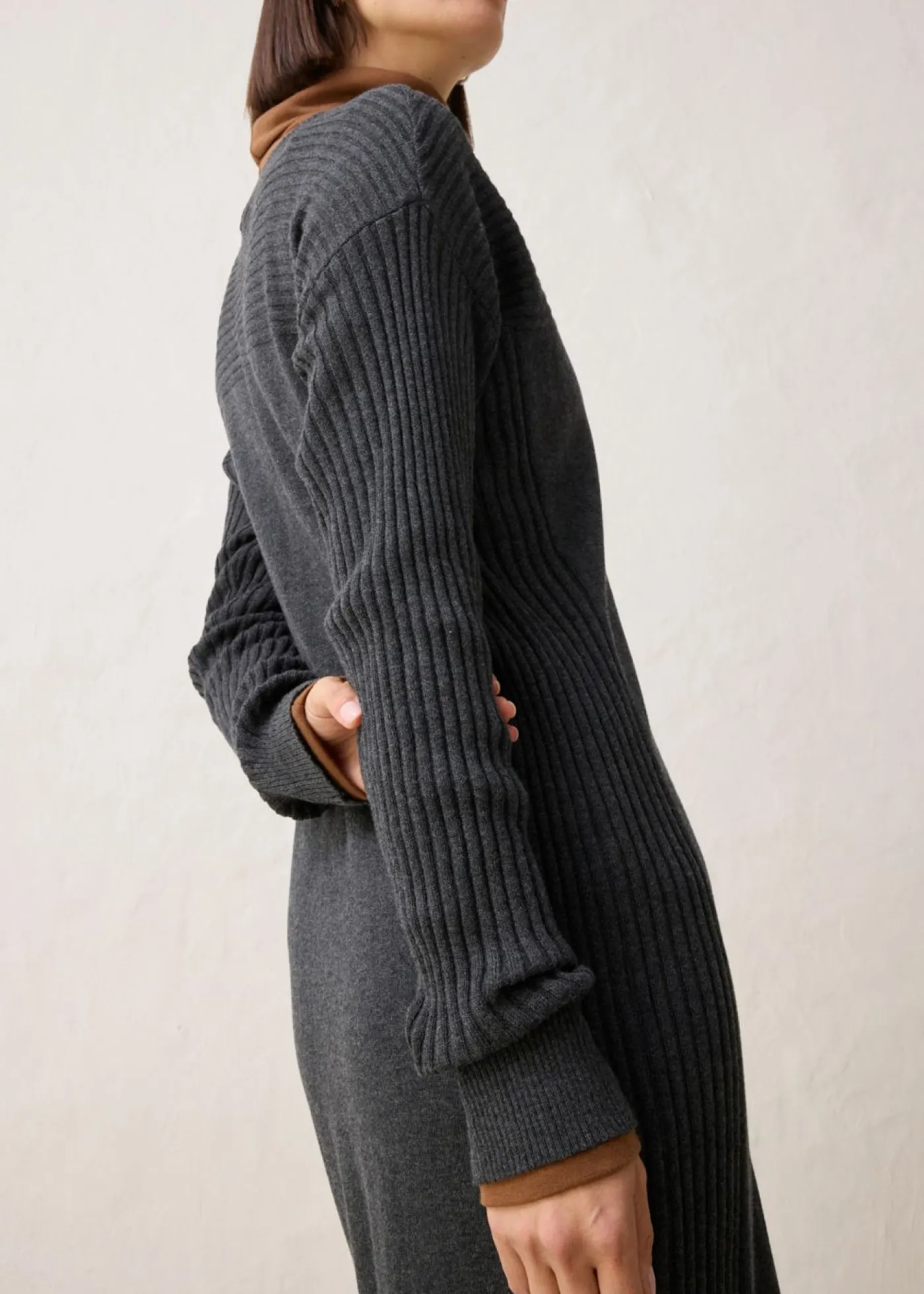 bonprix bonprix Vestidos|Ropa De Punto>Vestido de punto de lana merina Antracita jaspeado