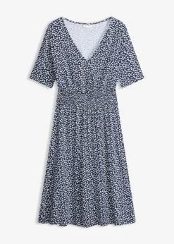 bonprix bonprix Vestidos|Novedades>Vestido de punto de mezcla de viscosa Azul marino de flores