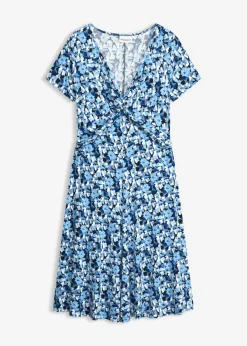 bonprix bonprix Vestidos>Vestido de punto de mezcla de viscosa Azul genciana de flores