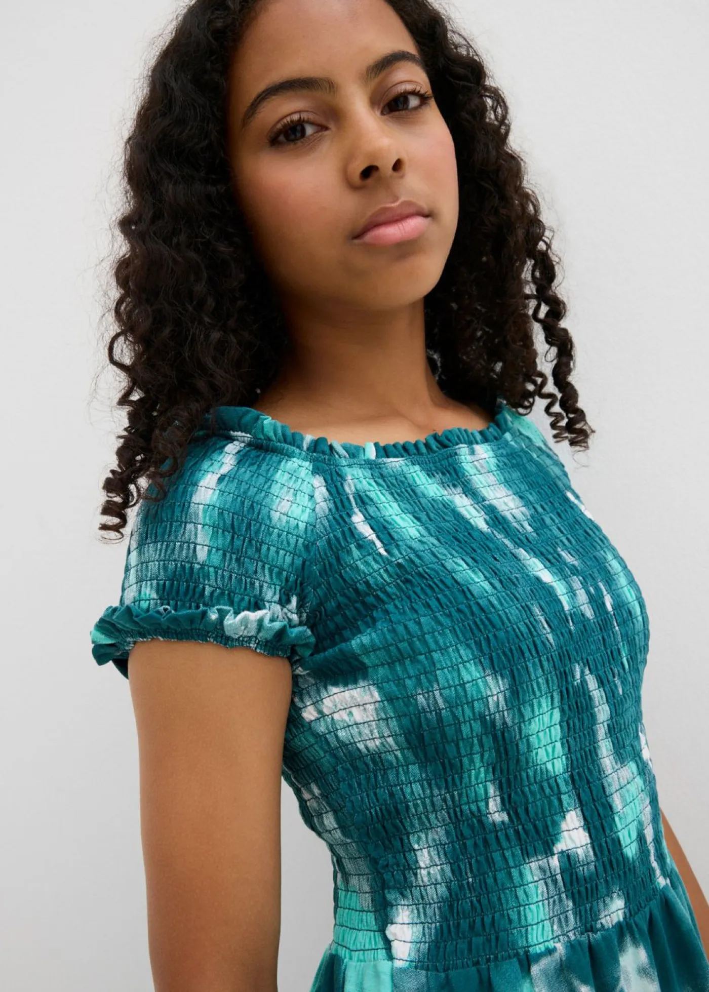 bonprix bonprix Ropa 9 A 16 Años·Vestidos Y Monos>Vestido de punto de mezcla de algodón orgánico elástico blanco lana-verde agua-verde pimiento estampado