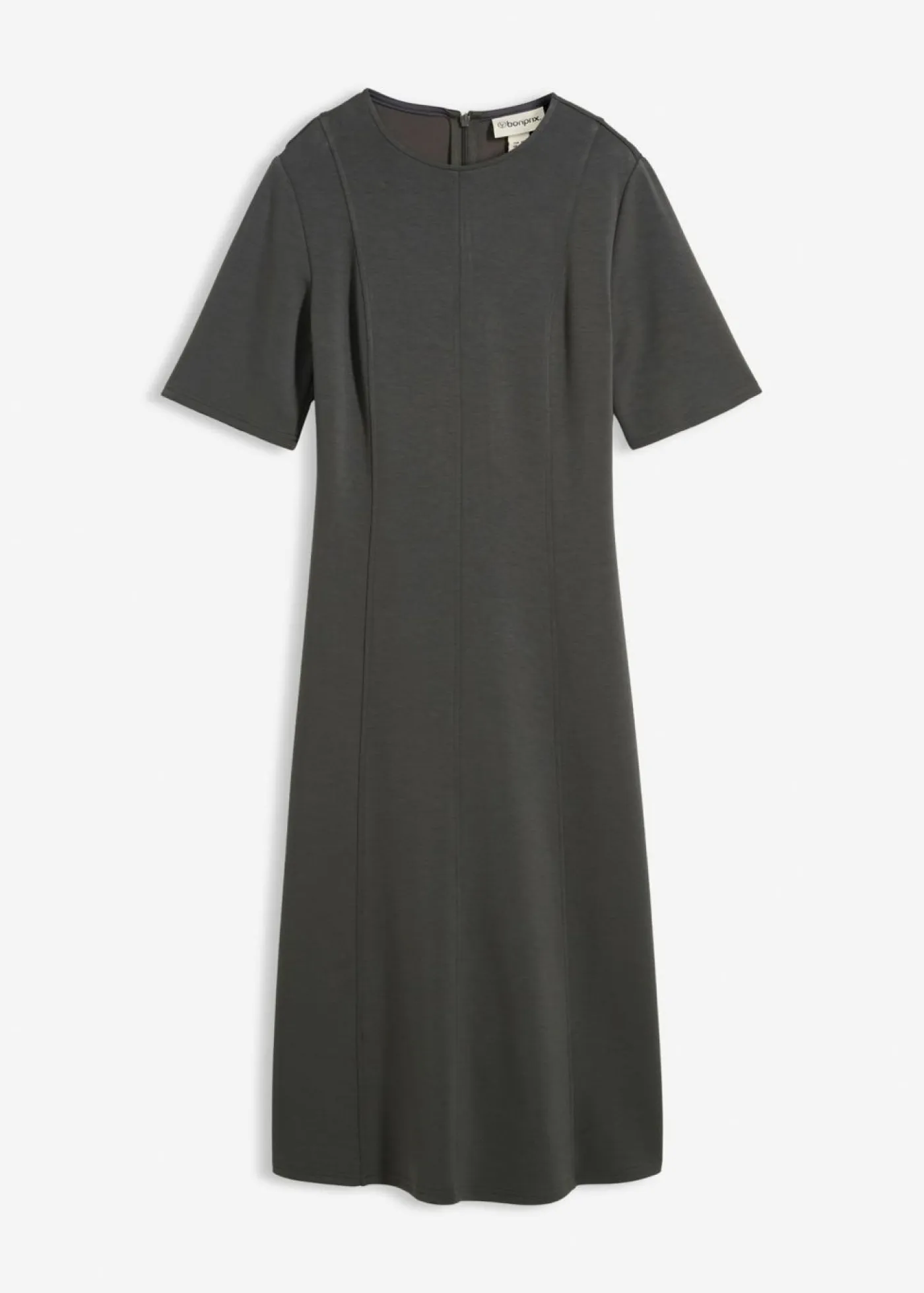 bonprix bonprix Esenciales|Vestidos>Vestido de punto de mezcla de viscosa fluida antracita