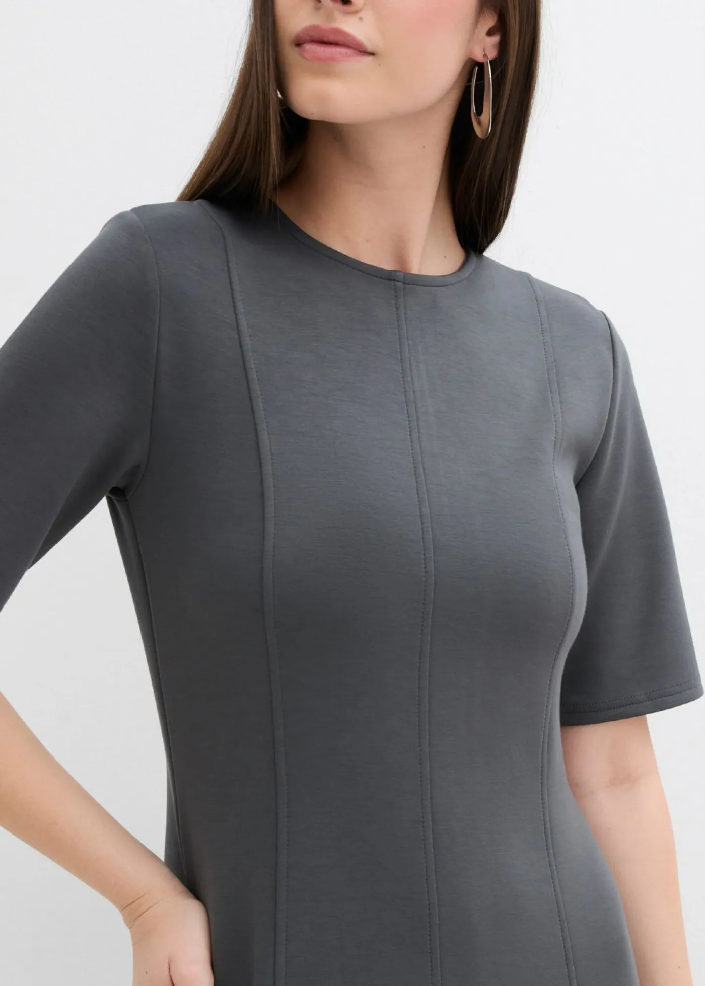 bonprix bonprix Esenciales|Vestidos>Vestido de punto de mezcla de viscosa fluida antracita