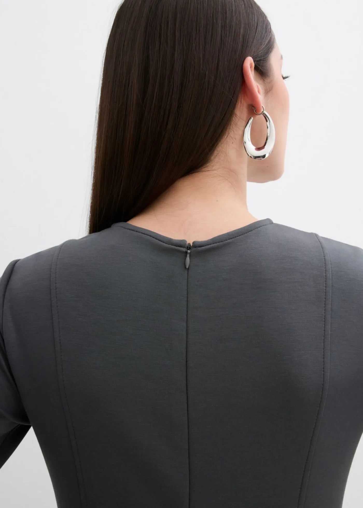 bonprix bonprix Esenciales|Vestidos>Vestido de punto de mezcla de viscosa fluida antracita