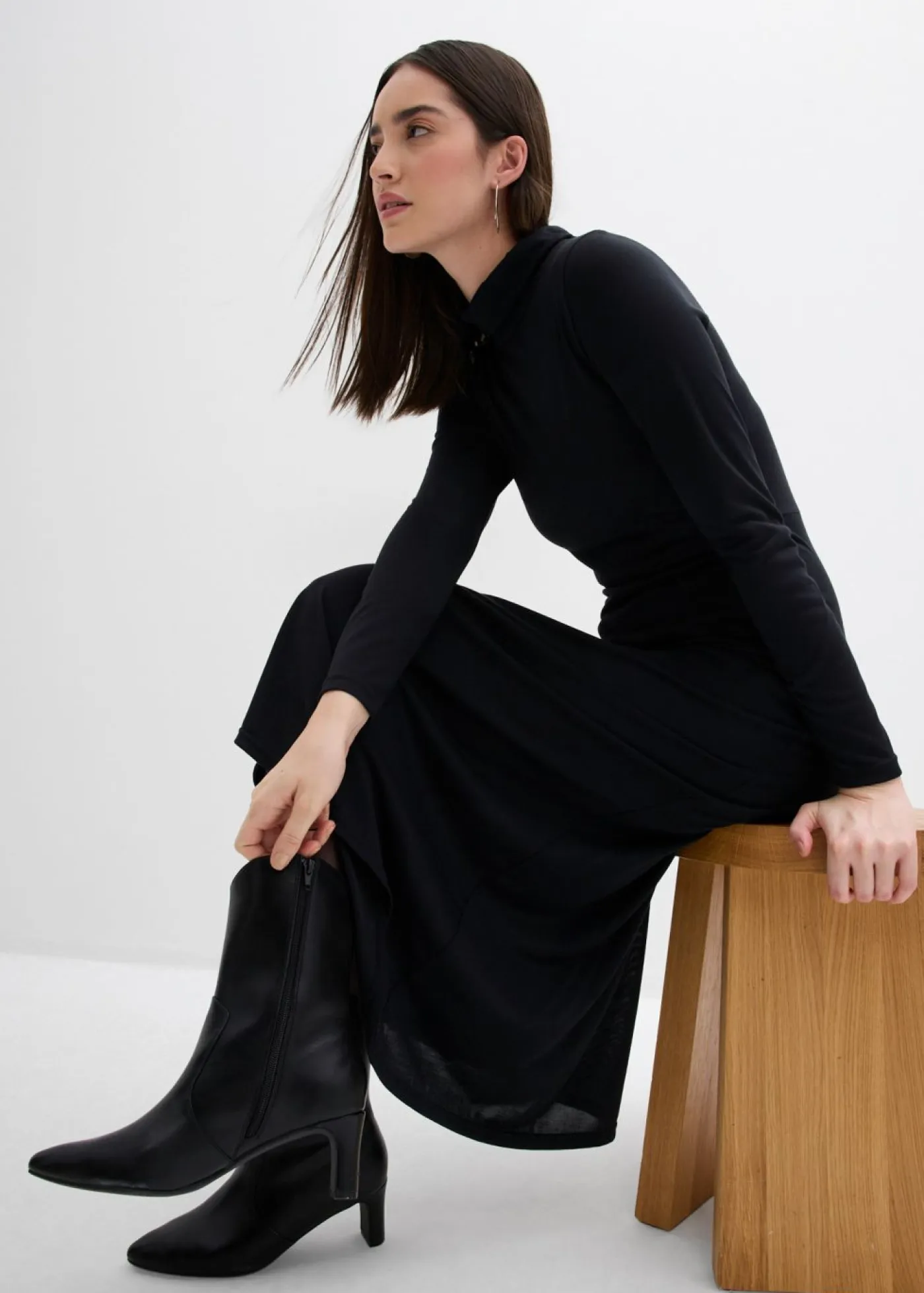 bonprix bonprix Esenciales|Vestidos>Vestido de punto de mezcla de modal suave Negro