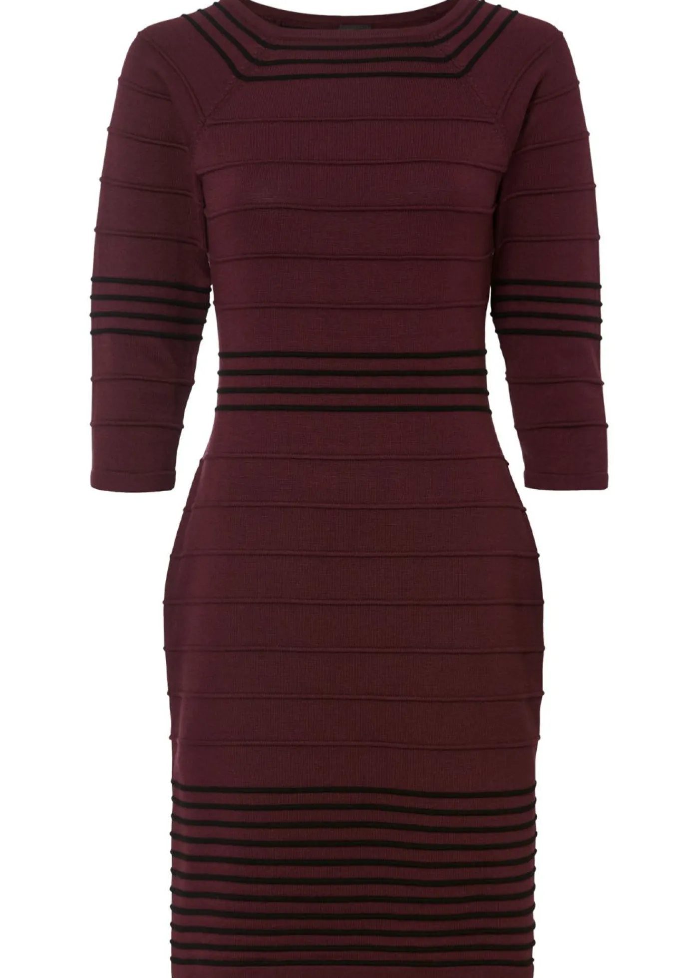 bonprix bonprix Vestidos|Ropa De Punto>Vestido de punto de mezcla de viscosa suave Rojo vino/negro de rayas
